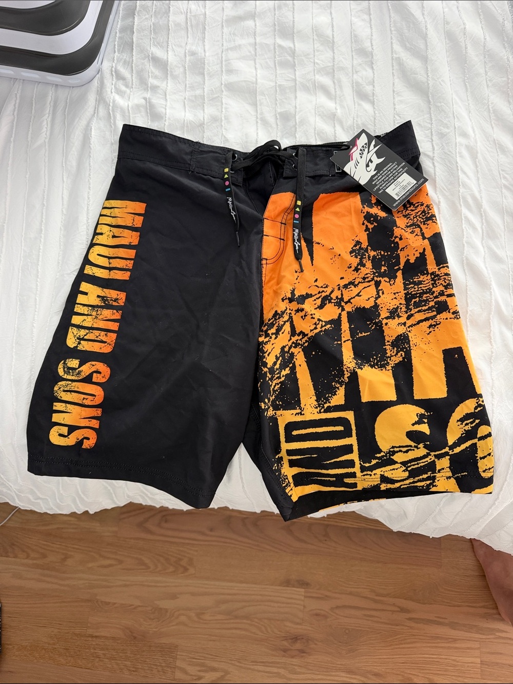 NWT! Black & Orange Graphic Boardshorts